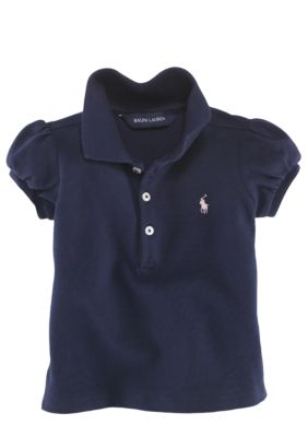 Ralph Lauren Childrenswear Infant Girl Stretch Mesh Polo
