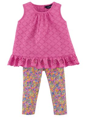 Ralph Lauren Childrenswear Eyelet Tank and  Floral Leggings Set