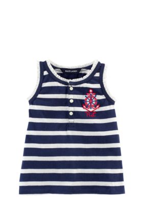 Ralph Lauren Childrenswear Nautical Striped Ruffle Tank