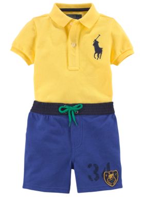 Ralph Lauren Childrenswear Colorblocked Polo Short Set