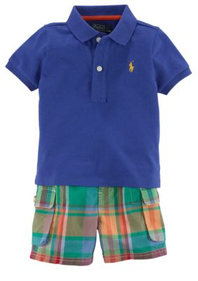 Ralph Lauren Childrenswear Signature Polo and Preppy Madras Short Set