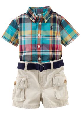 Ralph Lauren Childrenswear Plaid Shirt and Cargo Short Set