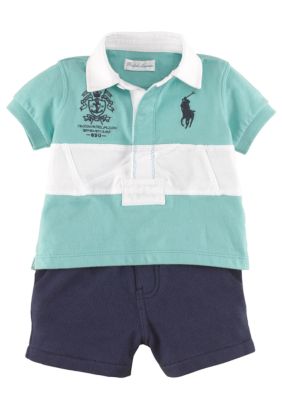 Ralph Lauren Childrenswear Sporty Stripe Rugby and Short Set