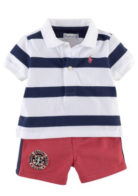 Ralph Lauren Childrenswear Striped Polo and Mesh Short Set