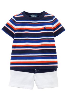 Ralph Lauren Childrenswear Sporty Striped Tee and Short Set