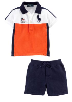 Ralph Lauren Childrenswear Nautical Striped Polo and Short Set