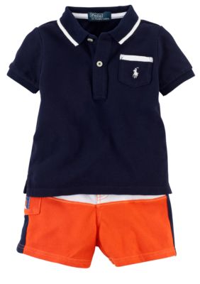 Ralph Lauren Childrenswear Colorblocked Polo and Short Set