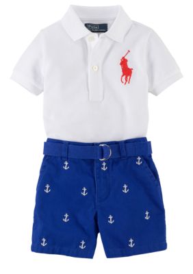Ralph Lauren Childrenswear Anchor Embroidered Polo and Short Set