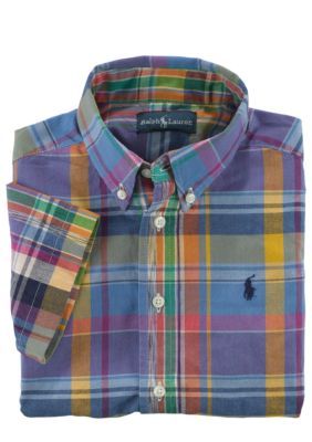 Ralph Lauren Childrenswear Preppy Short Sleeved Madras Button Down Toddler Boys