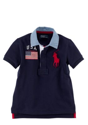 Ralph Lauren Childrenswear USA Contrast Collar Rugby Toddler Boys