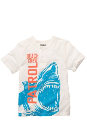 OshKosh B'gosh White Shark Henley Toddler Boy
