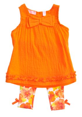Kids Headquarters Gauze Tunic and Legging Capri Set