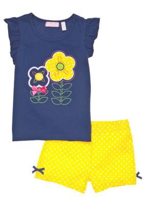 Kids Headquarters Dot Flower Short Set Toddler Girls