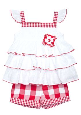 Kids Headquarters Swiss Dot Gingham Short Set Toddler Girls