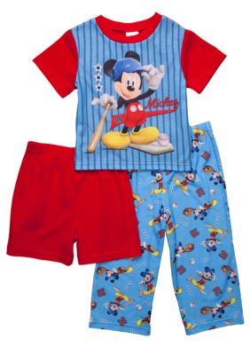 Disney Mickey Mouse Baseball 3-piece Pajama Set Toddler Boy