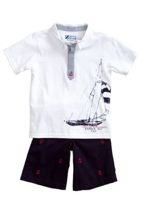 Nannette Sailboat Shiftly Embroidered Set Toddler Boy