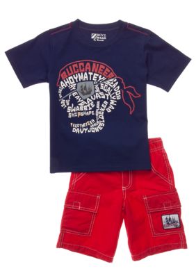 Nannette Glow in the Dark Pirate 2-piece Short Set Toddler Boys