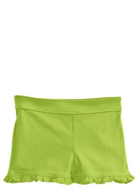 J Khaki Ruffle Knit Shorts