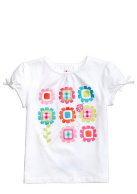 J Khaki Gingham Flower Tee Toddler Girls