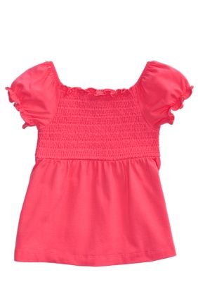 J Khaki Smocked Babydoll Top Toddler Girls