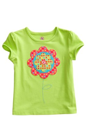 J Khaki Dot Flower Tee Toddler Girls