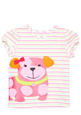 J Khaki Stripe Dog Tee Toddler Girls