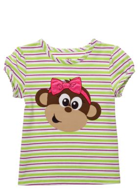 J Khaki Stripe Monkey Tee Toddler Girls
