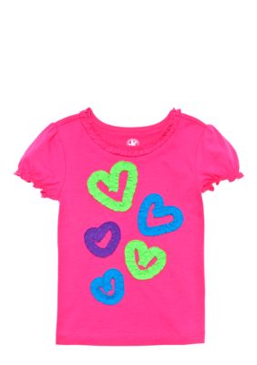 J Khaki Knit Ruffle Heart Tee Toddler Girls