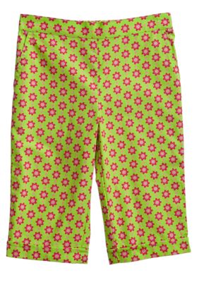 J Khaki Woven Floral Print Capri Toddler Girls