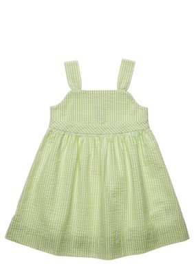 J Khaki Back Detail Seersucker Dress Toddler Girls