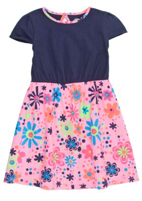 J Khaki Floral Print Dress Toddler Girls