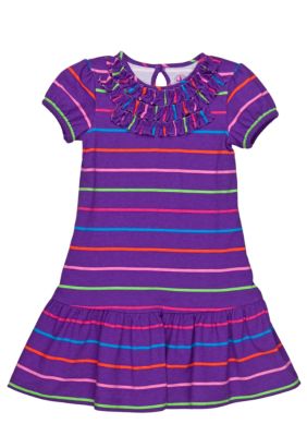 J Khaki Striped Dress Toddler Girls