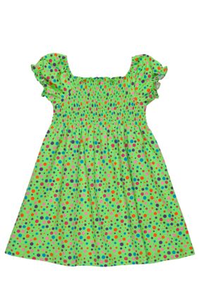 J Khaki Dotted Dress Toddler Girls