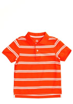 J Khaki Short Sleeved Stripe Polo Toddler Boys