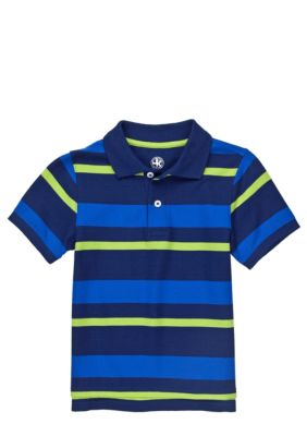 J Khaki Striped Polo Toddler Boys