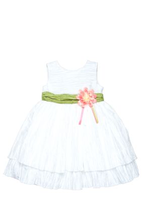 Heartworks by Blueberi Boulevard Crinkle Dress With Green Sash