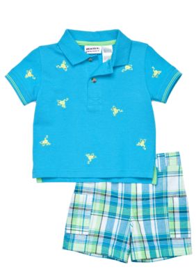 Blueberi Boulevard 2-Piece Frog Schiffly Polo Set
