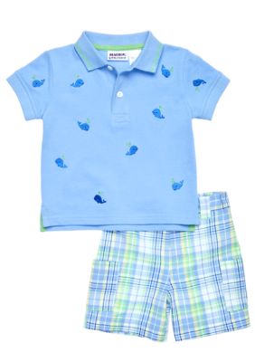 Blueberi Boulevard 2-Piece Whale Schiffly Polo Set