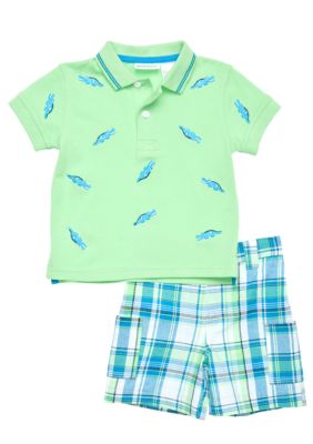 Blueberi Boulevard 2-Piece Alligator Schiffly Polo Set