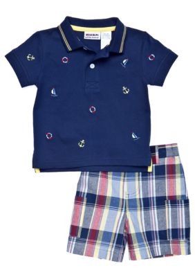 Blueberi Boulevard 2-Piece Nautical Schiffly Polo Set