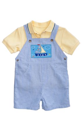 Good Lad Sailboat Seersucker Shortall Set Toddler Boy