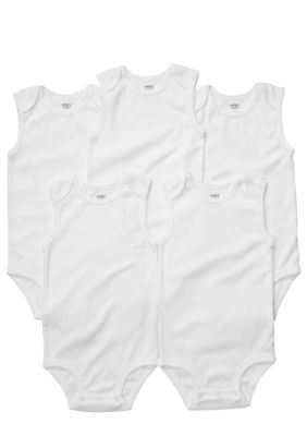 Carter's EDV Newborn 5 Pack White Sleeveless Bodysuit Set