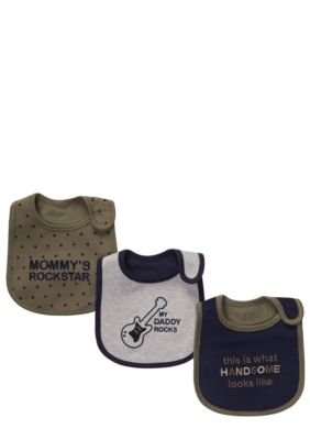 Carter's® Newborn Boy Blue and Gray 3 Pack Rock Star Bib Set