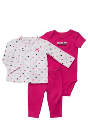 Carter's EDV Pink 3-Piece Cardigan Set