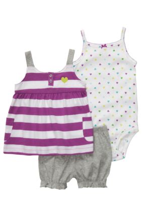 Carter's 3-Piece Purple Heart Diaper Cover Set