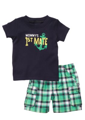 Carter's 2-Piece Mommy's 1st Mate Plaid Short Set