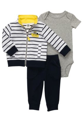 Carter's 3-Piece Striped Tug Boat Cardigan Set