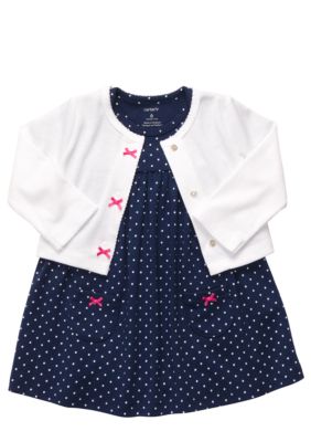 Carter's Polka Dot Dress And Cardigan Set