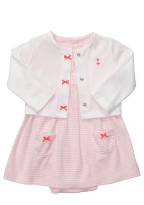 Carter's Striped Dress And Cardigan Set