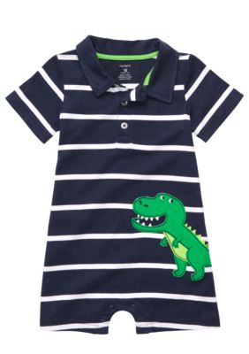Carter's Stripe T-Rex Polo Romper
